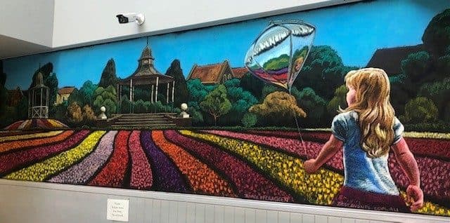 Chalk artwork drawn on the floor of Springetts Arcade in Bowral