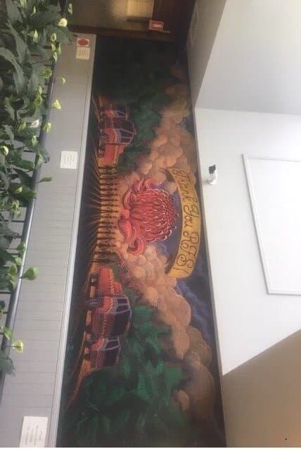 Chalk drawing dedicated to the NSW Rural Fire Service, Springetts Arcade Bowral